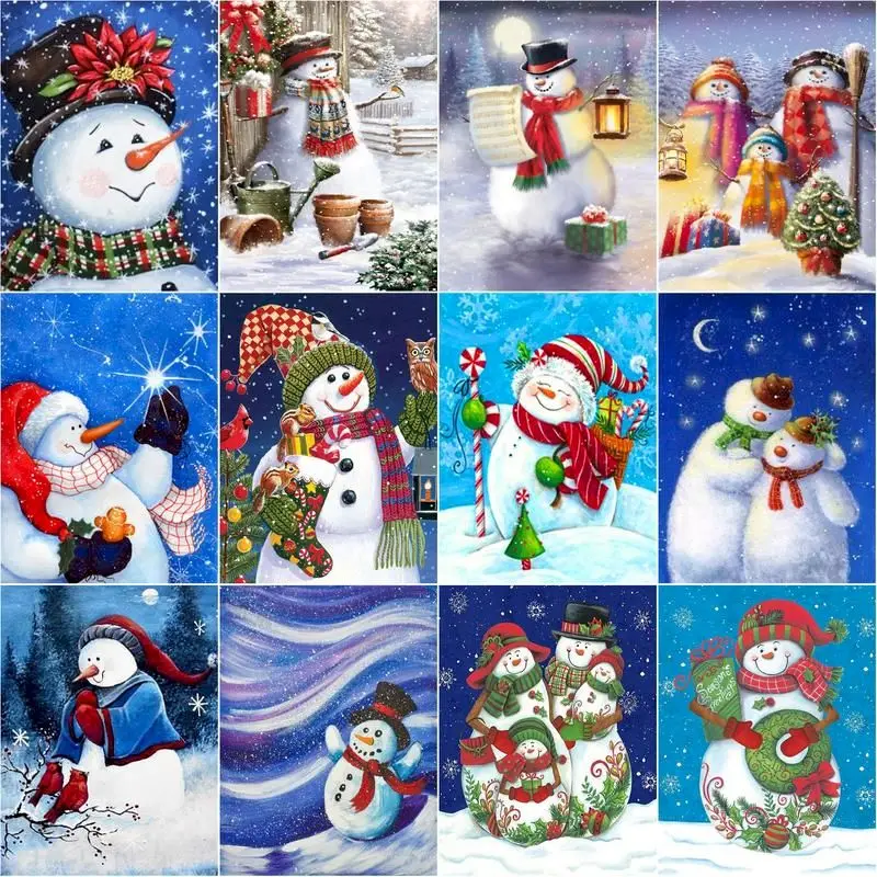 

GATYZTORY Paint By Numbers Adults Snowman Painting By Numbers Winter Landscape Coloring By Numbers Home Decoration