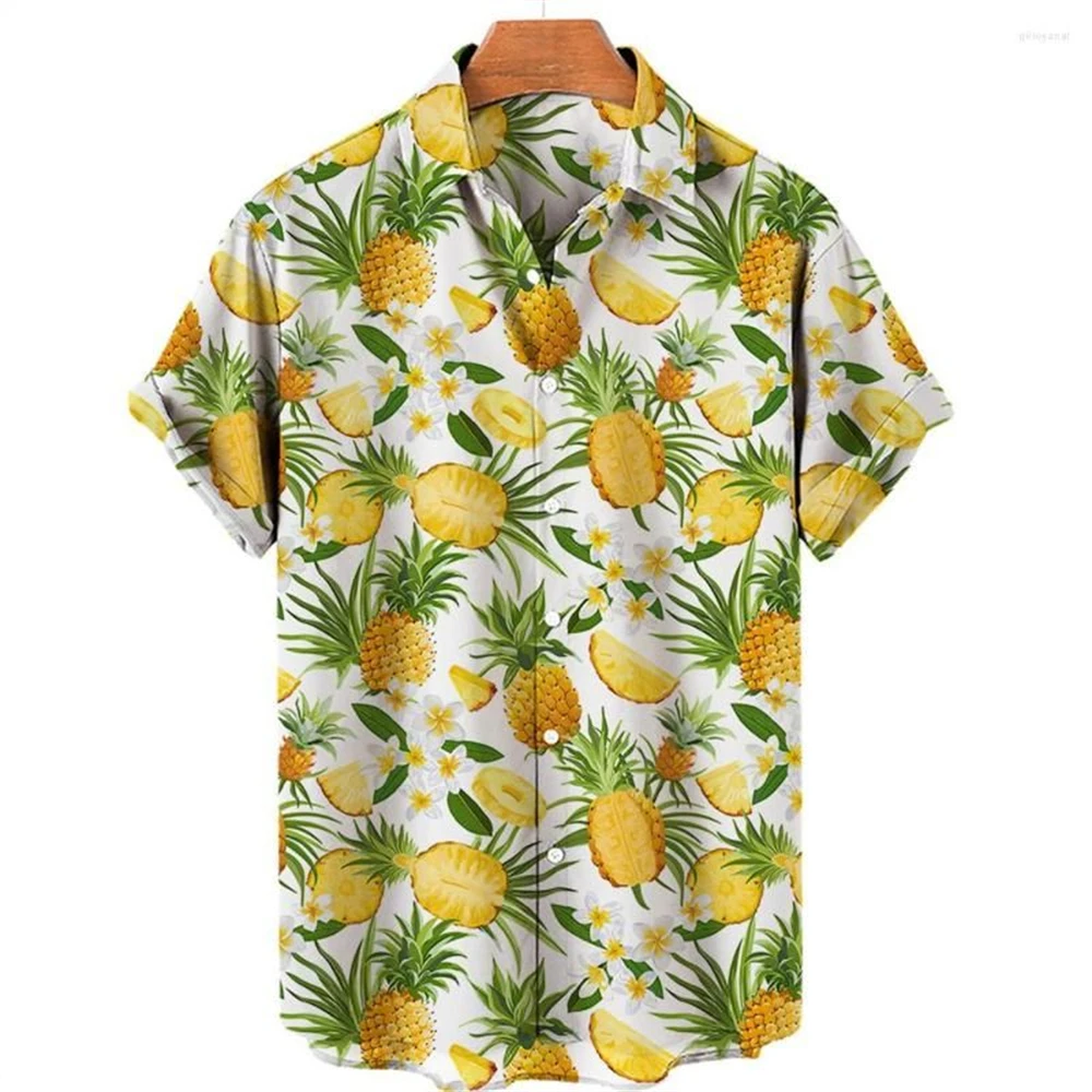 Tropical 3D Printed Plants Floral Short Sleeve Blouse Men's Luxury Hawaiian Shirt for Men Beach Holiday Oversized Tops Shirts