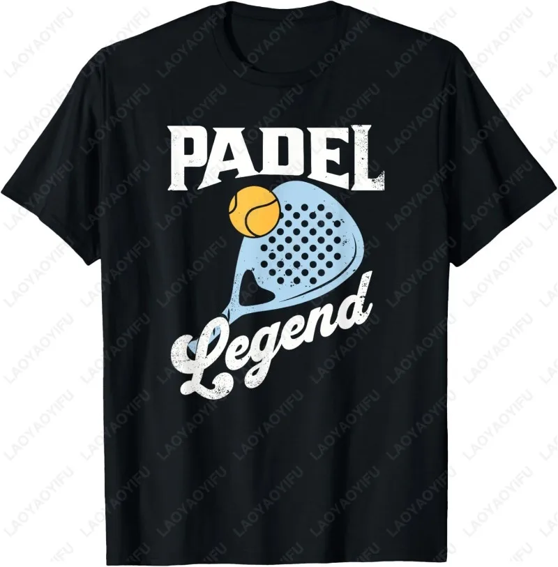 Padel Legend Tennis Fan Unisex Grafik O-Ausschnitt Erwachsene Baumwolle T-Shirt Lustiger kreativer Trend Sport Casual Style Vintage Classics T-Shirt