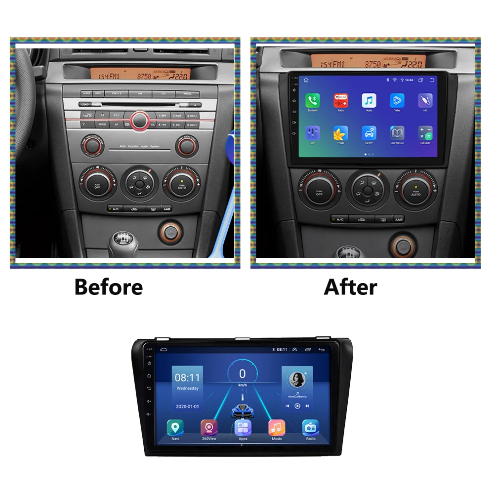 Android 13 Car Radio For Mazda 3 2004 - 2009 Multimedia Stereo Video Player GPS Navigation Steering Wheel Controls AI Voice WIFI