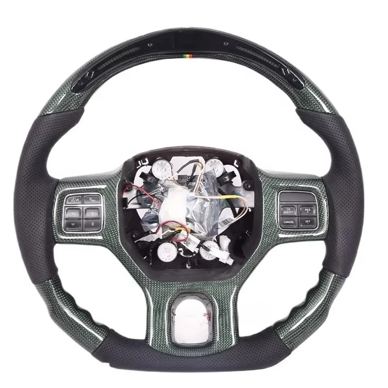 

2022 Matte Leather Carbon Sports Car Steering Wheel Challenger Charger New