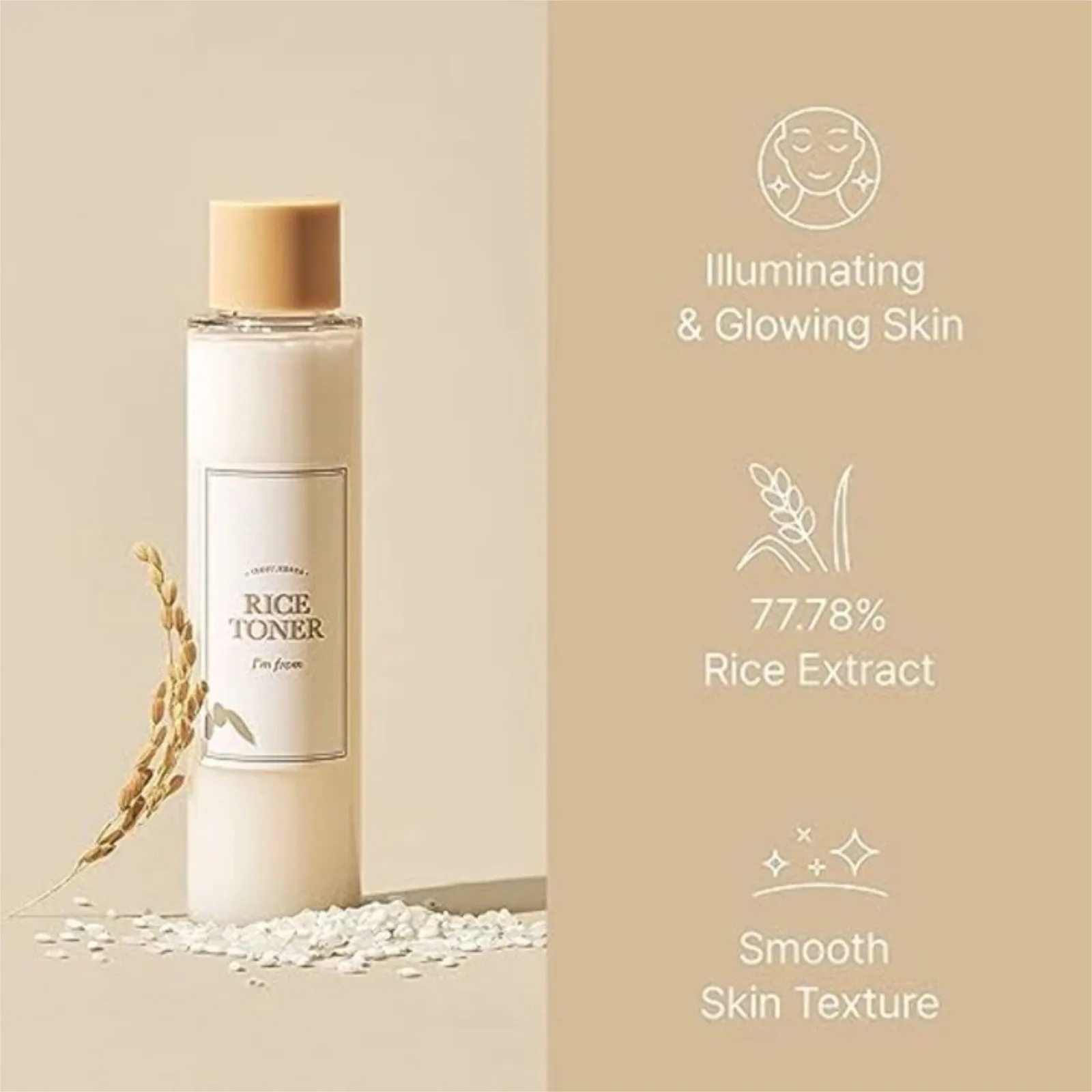 Rice Toner, 77.78% Rice Extract, Glow With Niacinamide, Hydrating For Dry Skin, Vegan, Beauty Toner, 5.07 Fl Oz/150ml