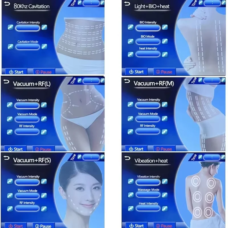 Cavitação e RF Plus vácuo corpo emagrecimento máquina, queimador de gordura, 6 em 1 ultra-som massageador, perda de peso beleza dispositivo, 5D 80K, 2024