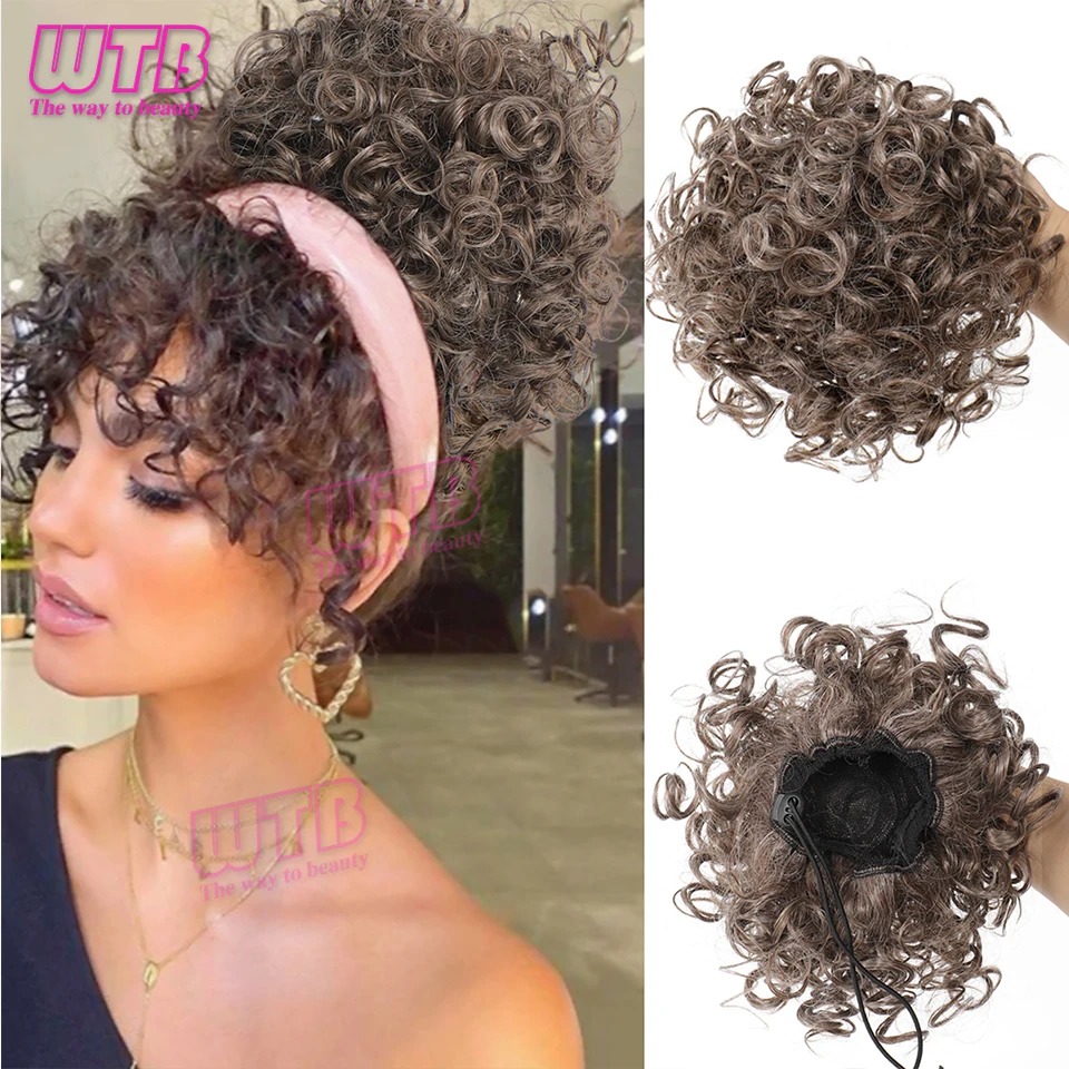 WTB-Chignon Synthétique Bouclé pour Femme, Afro Bouffant, Queue de Cheval de Proximité, Wstring Kinky, Extensions de Cheveux Bouclés avec Clips