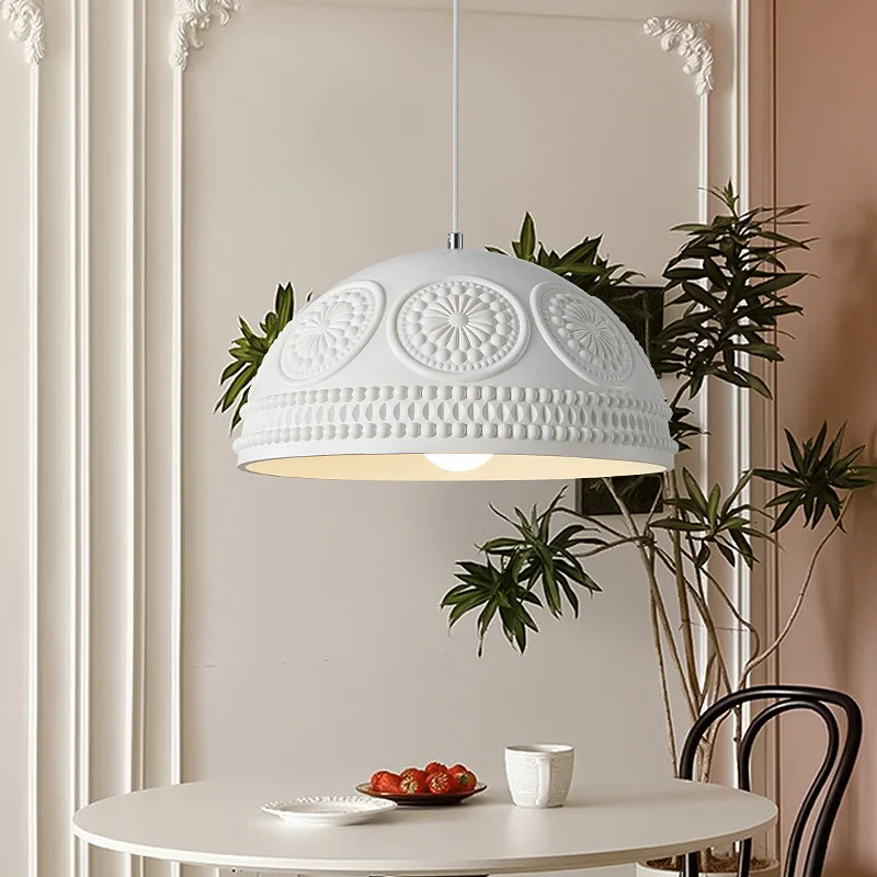 French Rustic Style Resin Chandelier For Dining Room Home Decoration Living Room Carving Art Lamps White Color E27 Bulb image 2