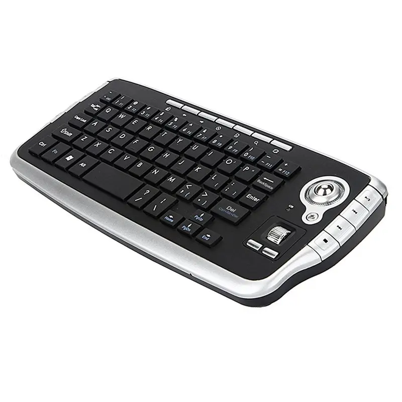 【LOW STOCK】2X 2.4Ghz Wireless Keyboard With Trackball Mouse Scroll Wheel Remote Control For Android TV BOX Smart TV PC Silver