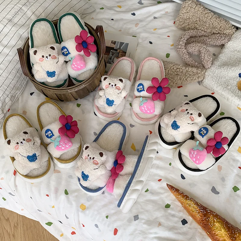 

Cartoon Children Slippers Autumn Winter New Girls Warm Indoor Home Shoes Soft Sole Lightweight Comfortable Boys Cotton Slippers