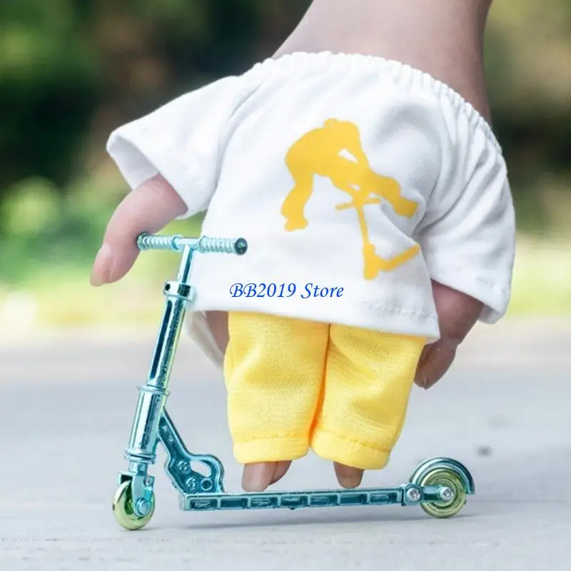 Q0KB Ván trượt ngón tay Xe tay Ván trượt ngón tay bằng vải với quần và áo thun