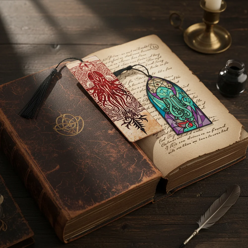 Cthulhu's Church Stained Glass Window Bookmark Horror-Themed Reading Marker A Halloween Gift for a Friend