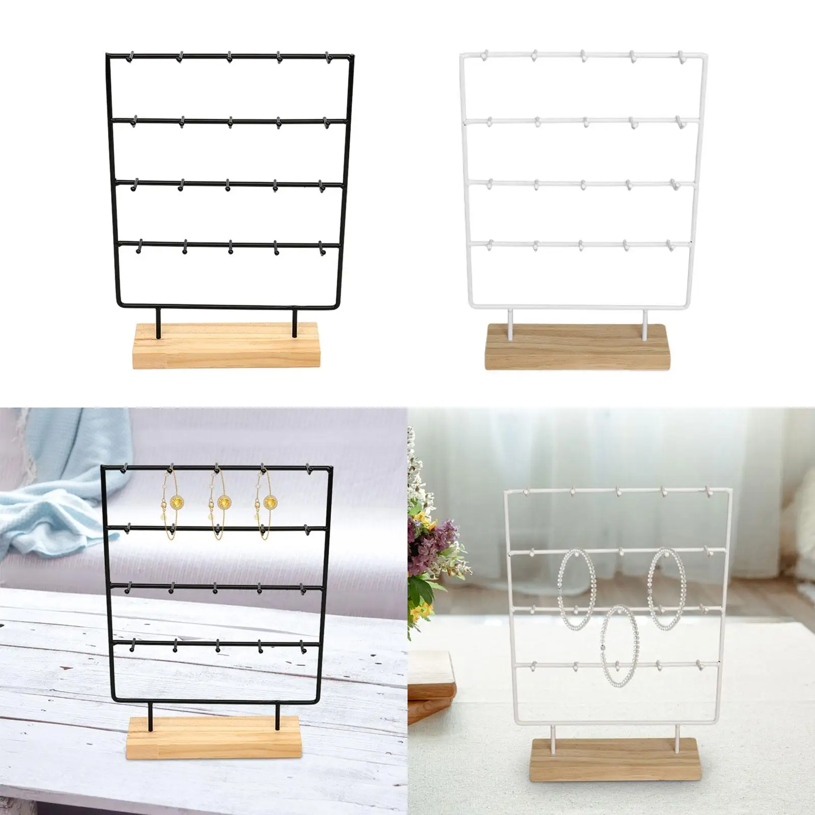 Jewelry Display Rack with 20 Hooks Earrings Organizer Earrings Storage Rack for Earring Cards Necklace Pendants Dangle Tabletop