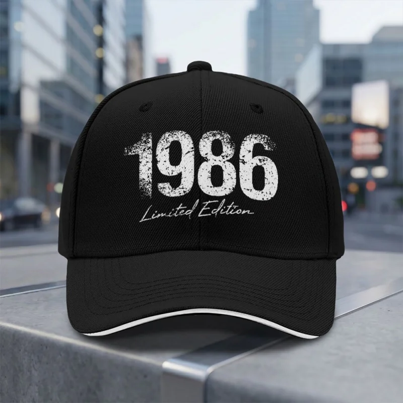 1986 Limited Edition Adjustable Baseball Cap Lightweight Breathable Retro Year Print for Daily Wear Gifts Hand Washable