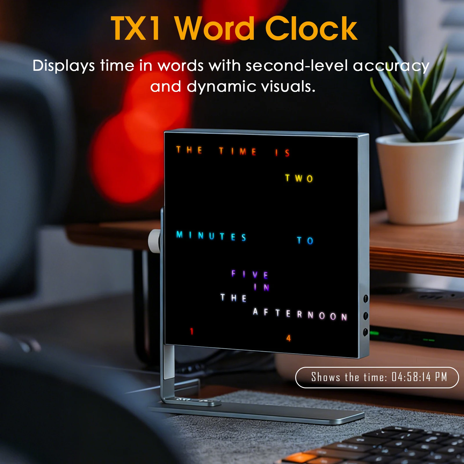 Douk Audio TX1 Word Clock LED Clock 9 Display Modes Music Spectrum Desk & Wall Mountable Clock