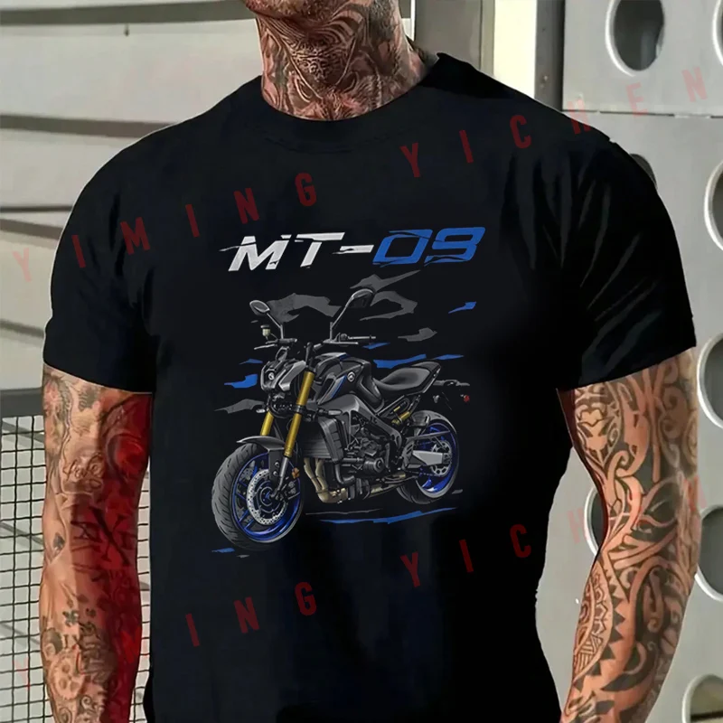 

A Powerful Motorcycle With The MT09 Logo Men T-Shirt Moto Cotton Summer O-neck Short Sleeve Fashion Hip Hop Tee