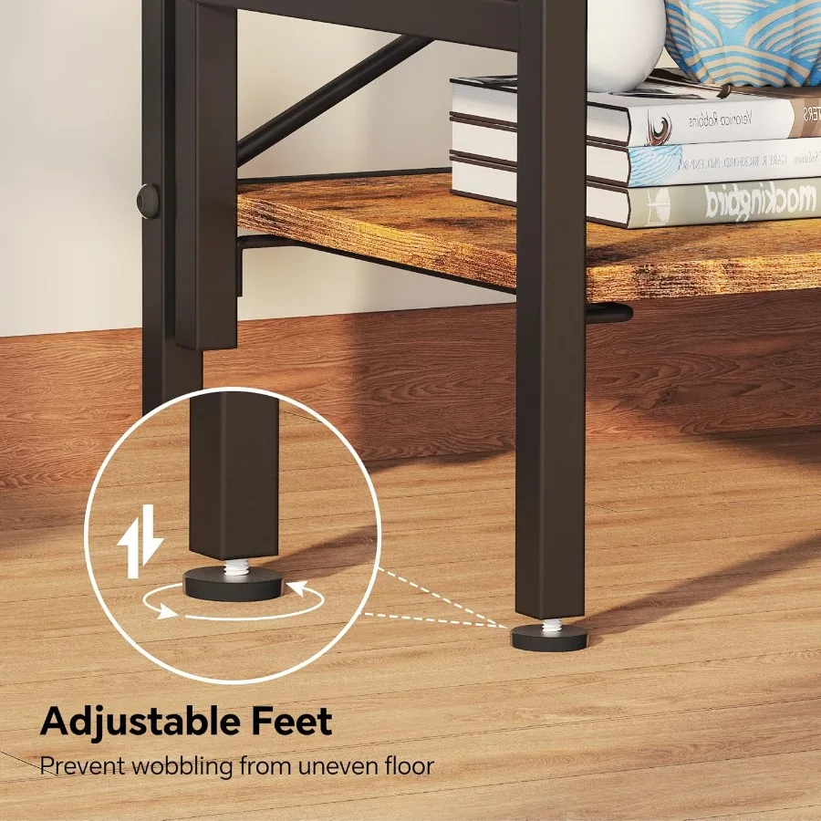 Libreria pieghevole Libreria a 4 livelli con design XBracket Piedini regolabili Salvaspazio per soggiorno Ufficio Marrone rustico