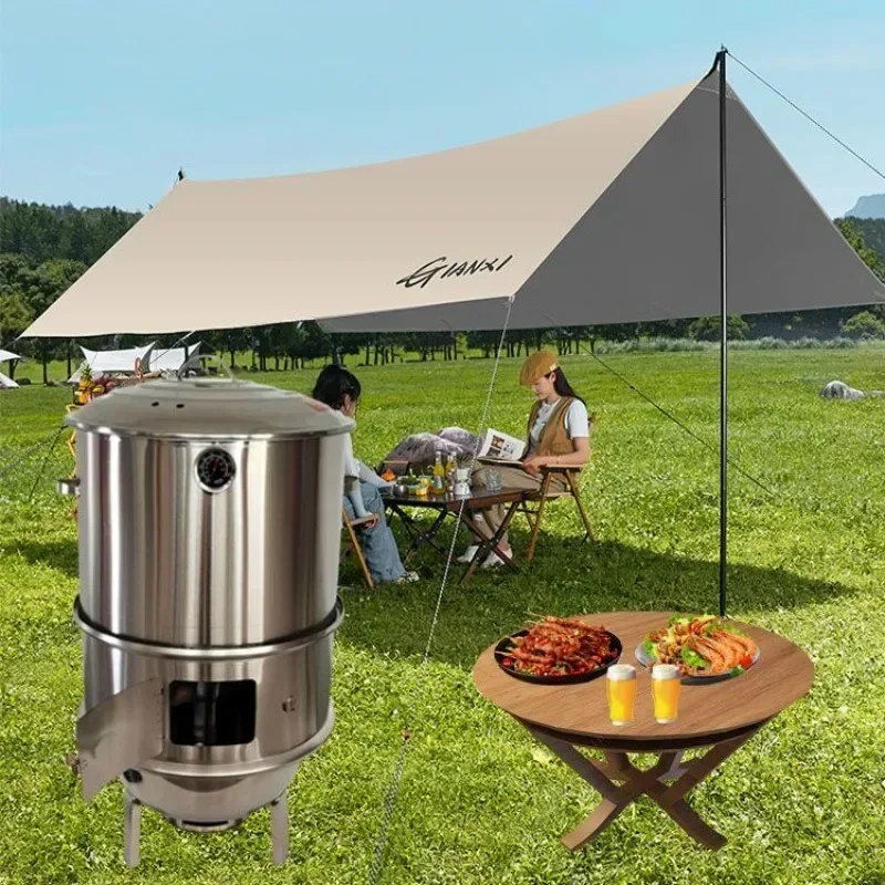 Safe High Quality Outdoor Camping Cooking Supplies Stainless Steel Smokeless Multifunctional Barbecue Charcoal Oven