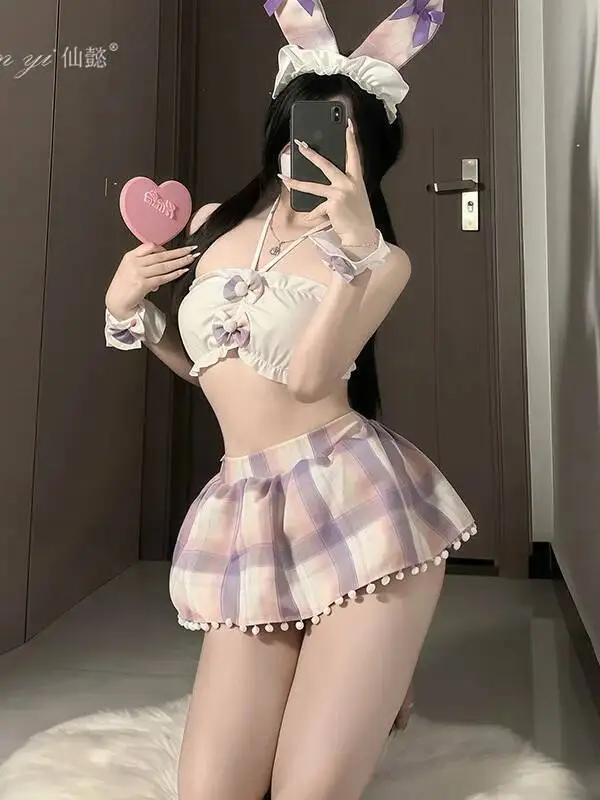 ชุดคอสเพลย์สาวกระต่ายเซ็กซี่ SM ชุดกระโปรงน่ารัก สไตล์ Pure Desire ชุดกระโปรงเปิดไหล่ผูกโบว์ JK สไตล์หวานซึ้ง 442J