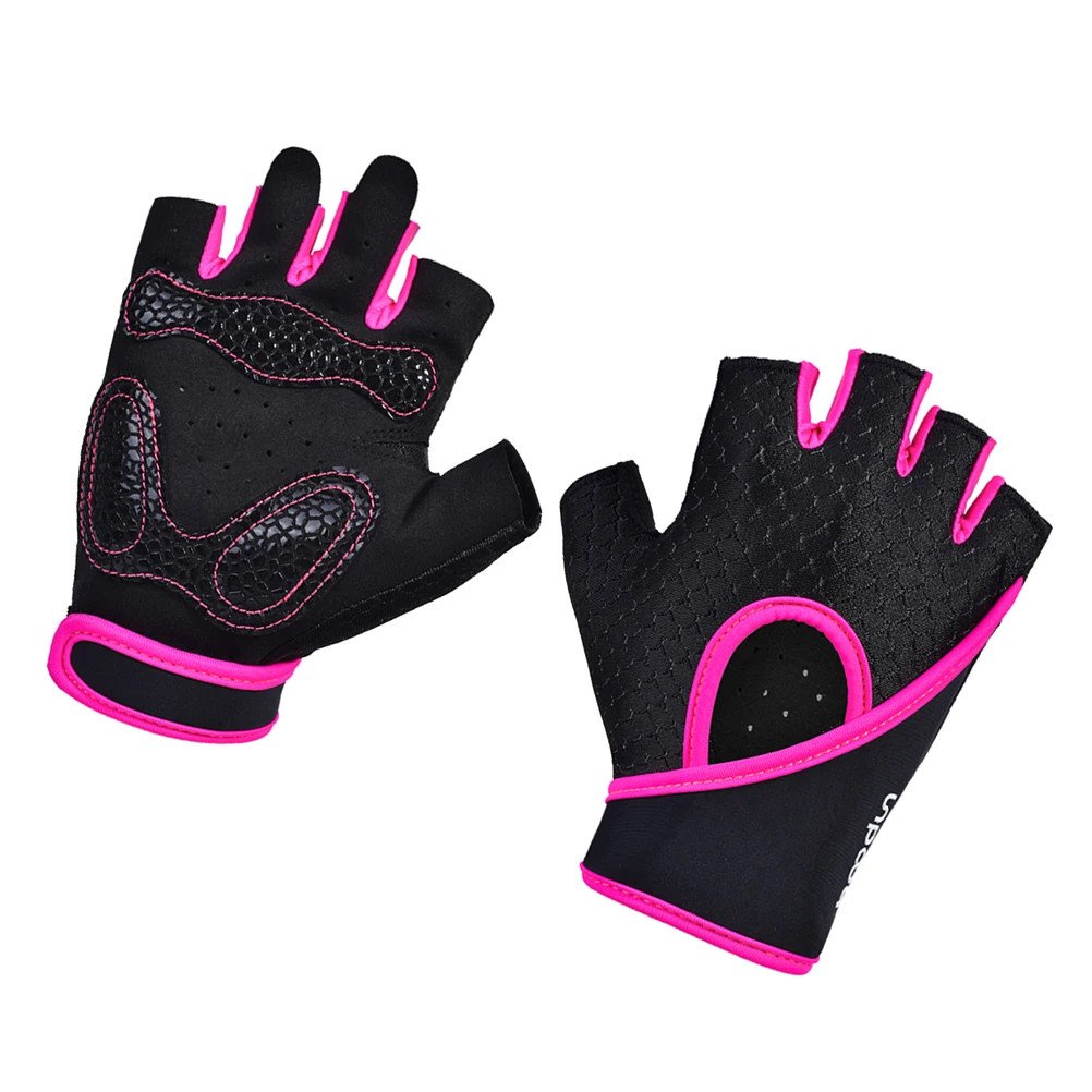 

1 Pair of Yoga Gloves Non-slip Fitness Gloves Half Finger Hand Protector Gloves - Size (Black and Pink)