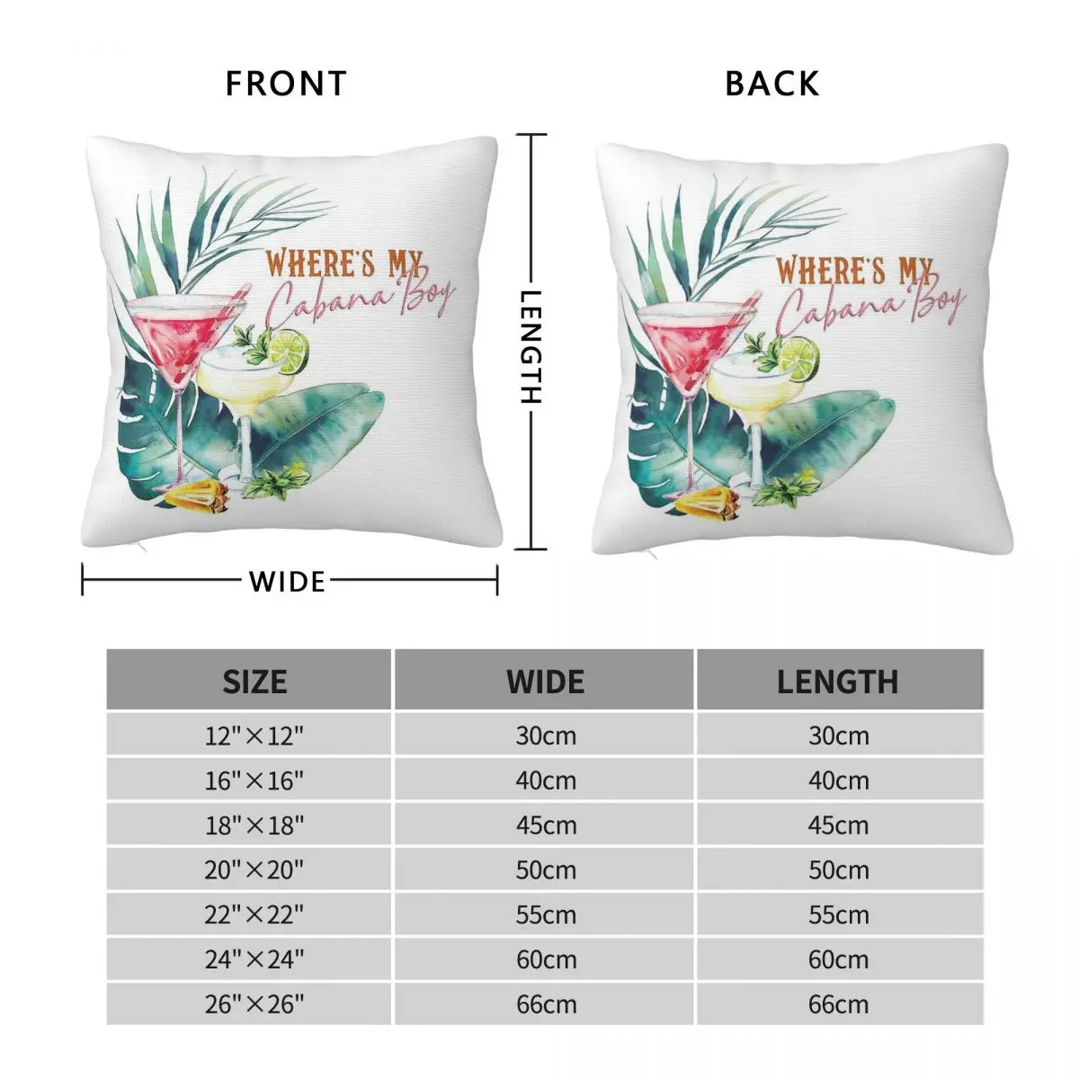 Where's My Cabana Boy Square Pillowcase Polyester Linen Velvet Creative Decorative Pillow Case Home Cushion Wholesale 45x45