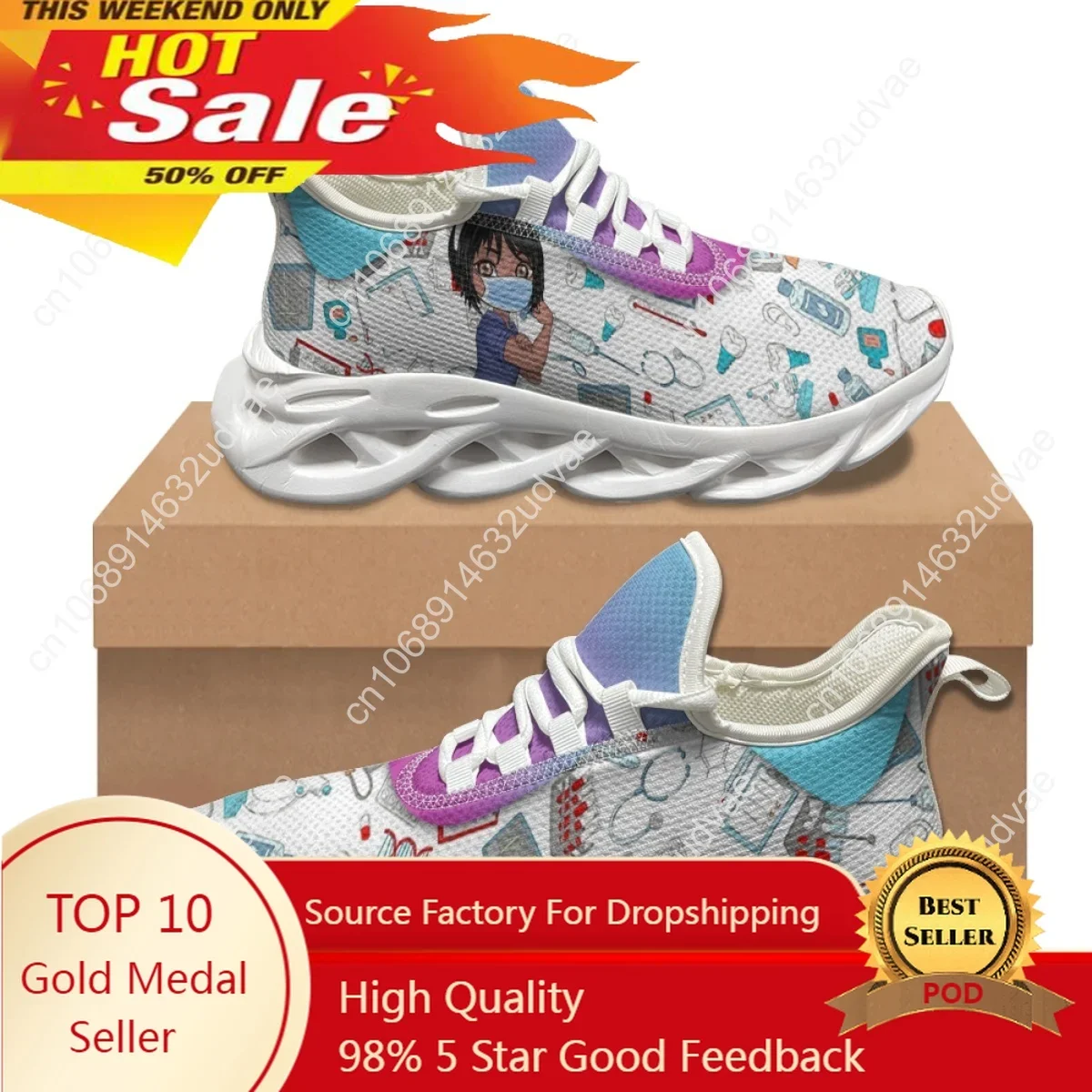 

Medical Nurse Printed Women's Flat Shoes Hospital Equipment Design Breathable Sneakers Female Nursing Gift Shoes Zapatos Mujer