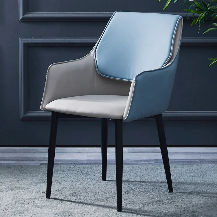 

Factory Furniture Wholesale Nordic Restaurant Chair Household Simple Backrest Stool Steel Leg Leather Casual Dining Chair
