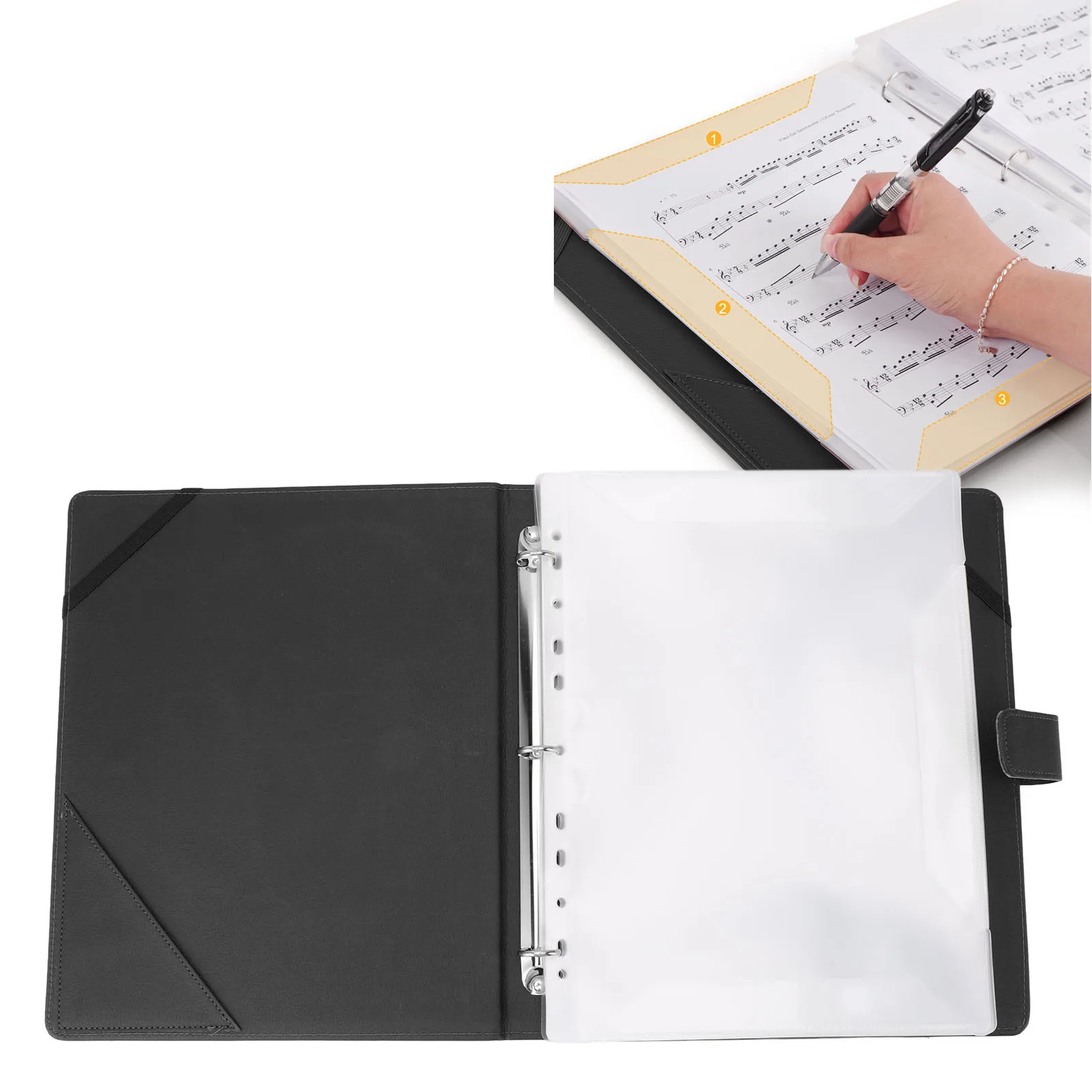 

Sheet Music Folder A4 3 Ring Piano Binder Universal For Band Orchestra Choir With Page Numbers Black