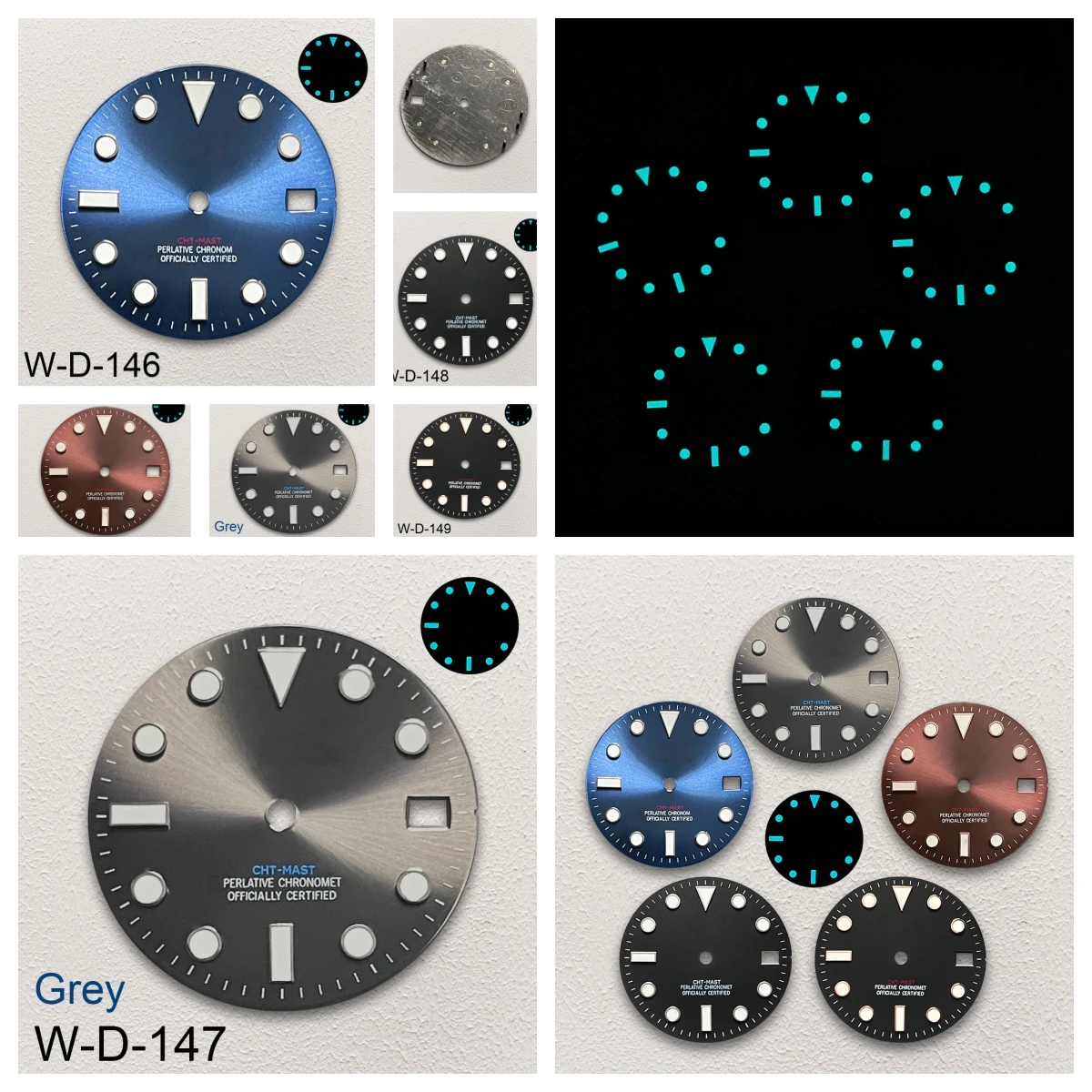 

28.5mm S Logo Sunburst Dial Fit NH35/NH36/4R/7S Japanese Movement Ice Blue Luminous High-Quality Watch Modification Accessories