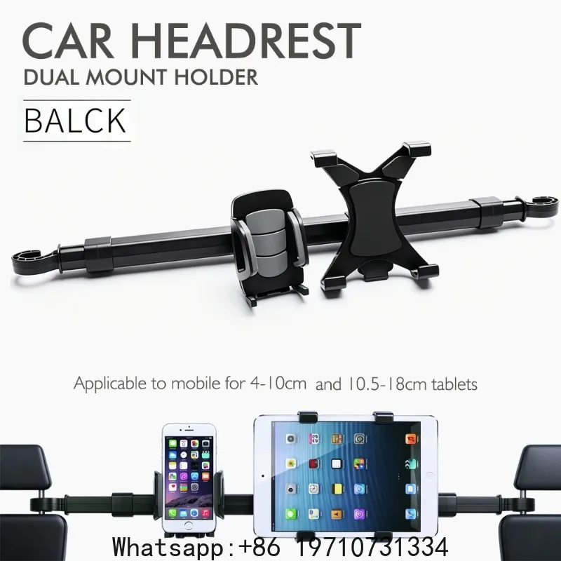 Multifunctional Car Phone and Tablet Holder for Rear Seat Headrests – 2-in-1 Car Mount