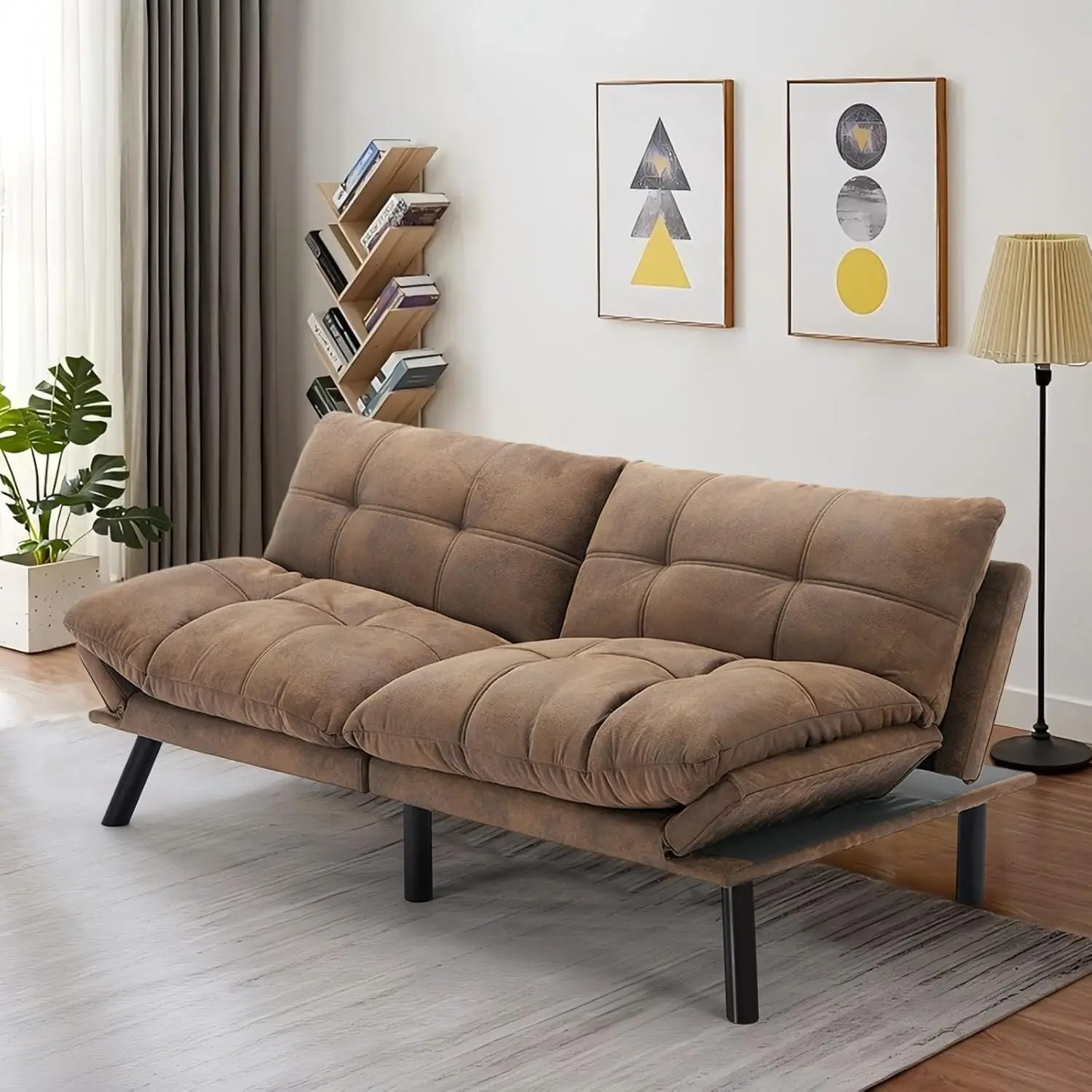 

Трансформируемый двуспальный диван-кровать-футон 2 в 1, регулируемая спинка, двухместный диван из пены с эффектом памяти для гостиной, спальни, офисной квартиры