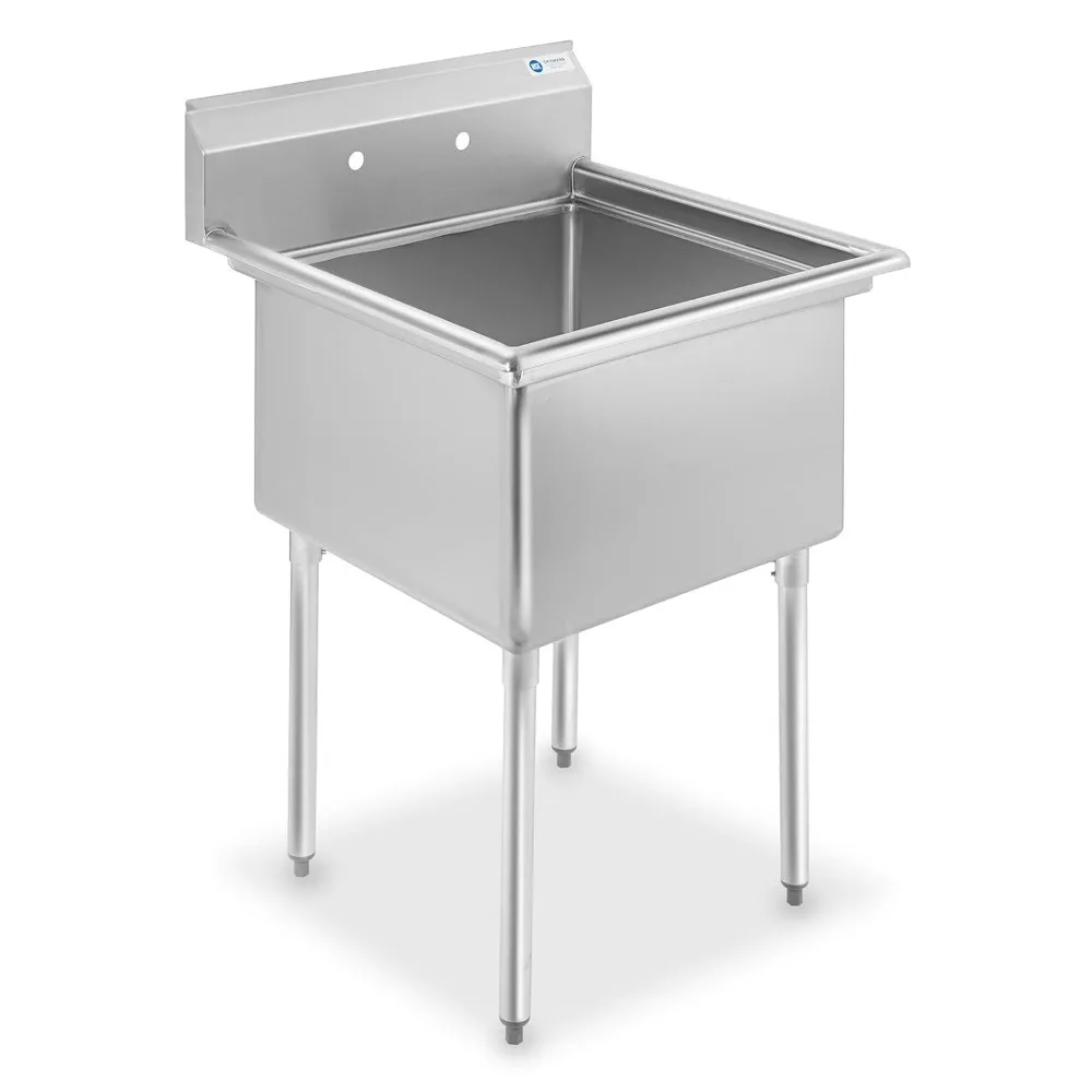 

30" Wide Stainless Steel Kitchen Prep & Utility Sink, 1 Compartment NSF Commercial Sink with 24" x 24" Bowl for Restaurant, Lau