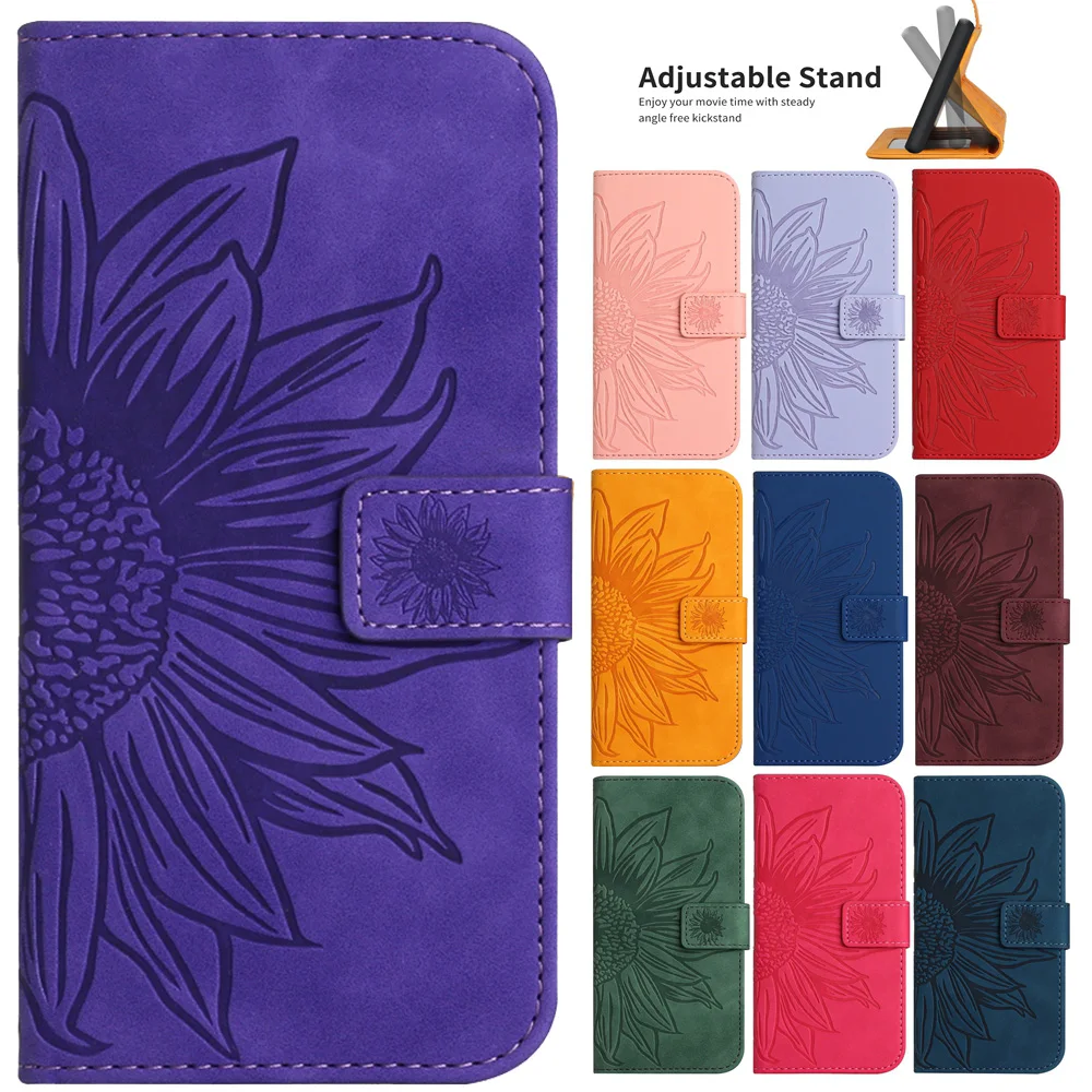 Wallet Phone Case for TCL 20 Pro 30 10 40 SE 20S 20L Plus 20R 20AX 30E 502 505 205 306 305 Cases 3D Sunflower Flip Leather Cover