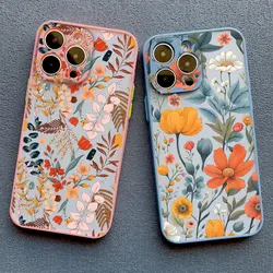 Luxury Retro Flowers Floral Phone Case For iPhone 15 14 Plus 13 12 Mini 16 11 12 13 14 Pro Max X XR XS Shockproof Cover ﻿ Fundas