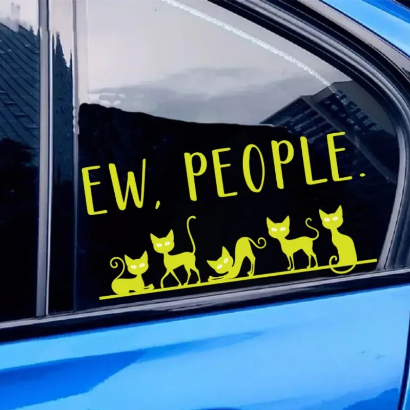 Ew, People Cat Car Sticker Notebook Decoration Bumper Window External Accessories Waterproof Die Cutting Vinyl Decal