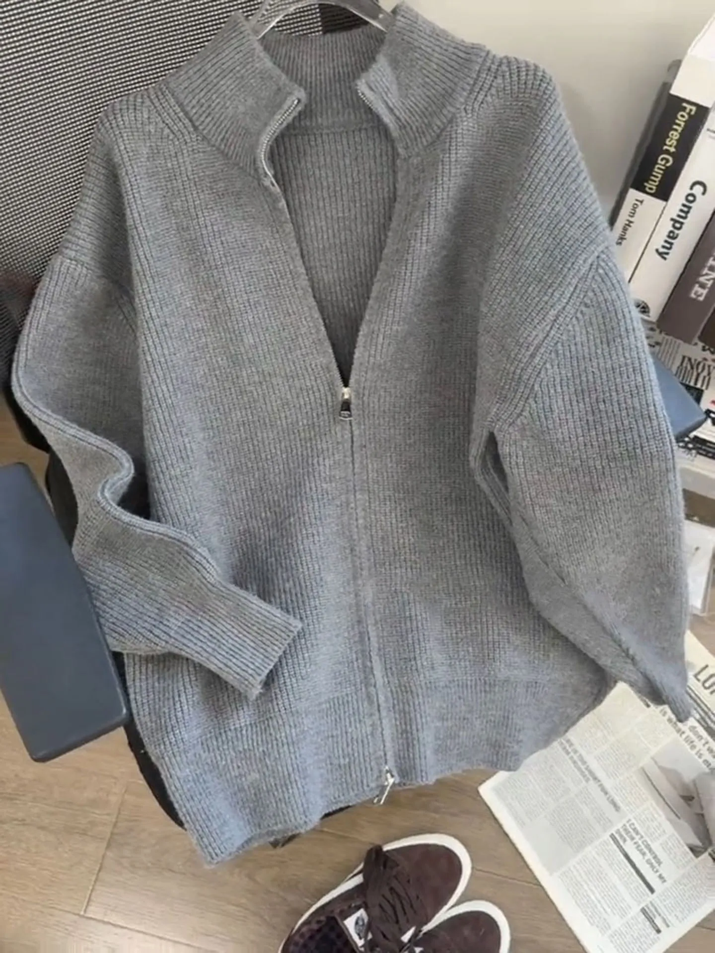 

Мужской кардиган Cleanfit с воротником-стойкой, осенне-зимний, в корейском стиле, на молнии, вязаный свитер прямого кроя, класса люкс