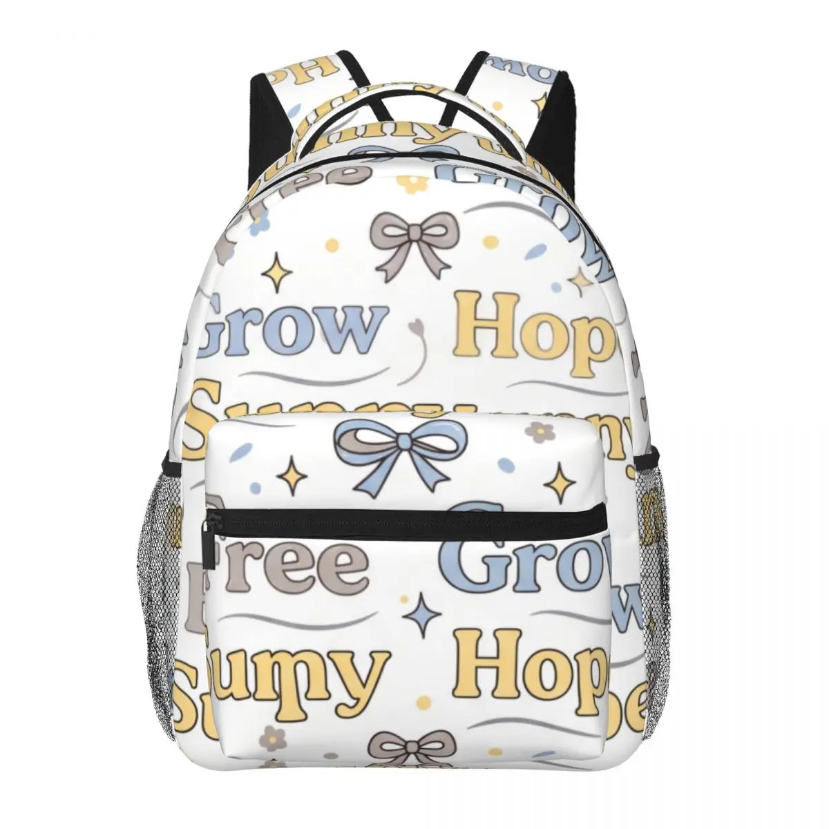 Sport School Backpack Allover Grow Hope Words Y2K Coquette Light Ground Casual Gym Daypack for Students Travel Training Daily