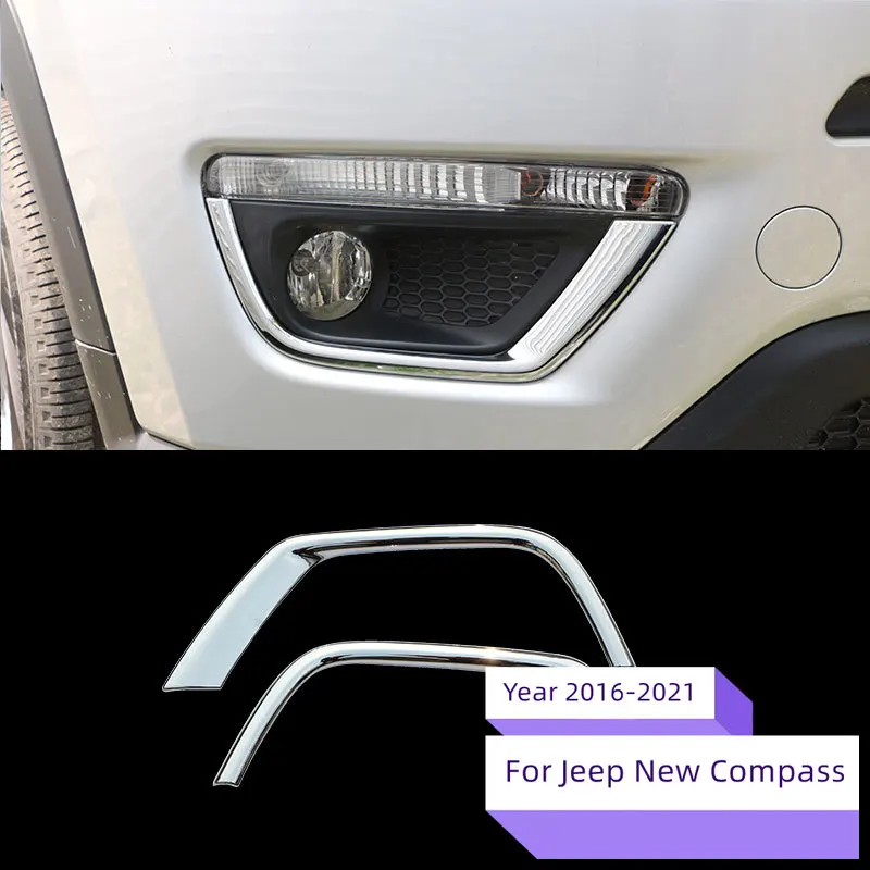 

1 Pair Car Exterior Accessories Chrome Car Front Fog Light Cover Trim for Jeep Compass New Compass 2016 2017+ Exterior Acc.