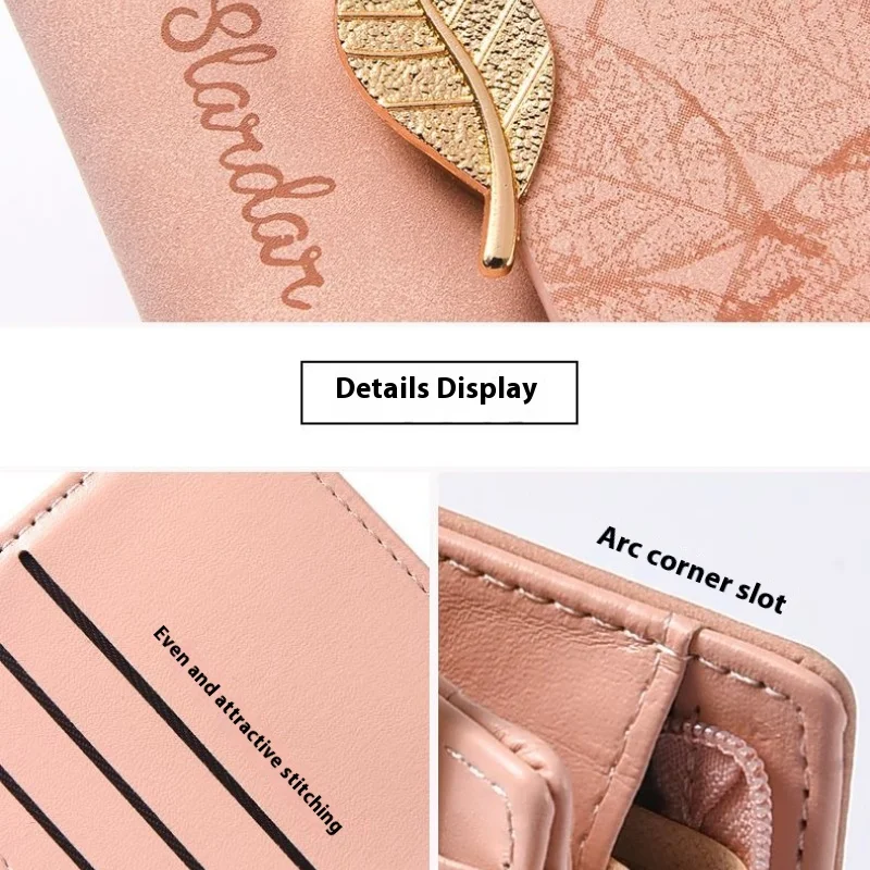 المرأة محفظة قصيرة Fashiona محفظة نسائية للعملات المعدنية بسيطة ريترو ماتي ليف نمط المرأة محفظة طويلة موضة مزدوجة سستة محفظة نسائية للعملات المعدنية