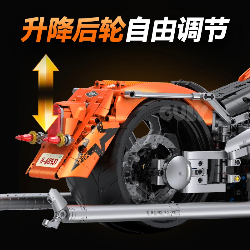 GULY 10637 Dodgedd 1:8 MOC bloques de construcción de carreras técnicos RC montaje supercoche ladrillos modelo juguetes para niños regalo de Navidad