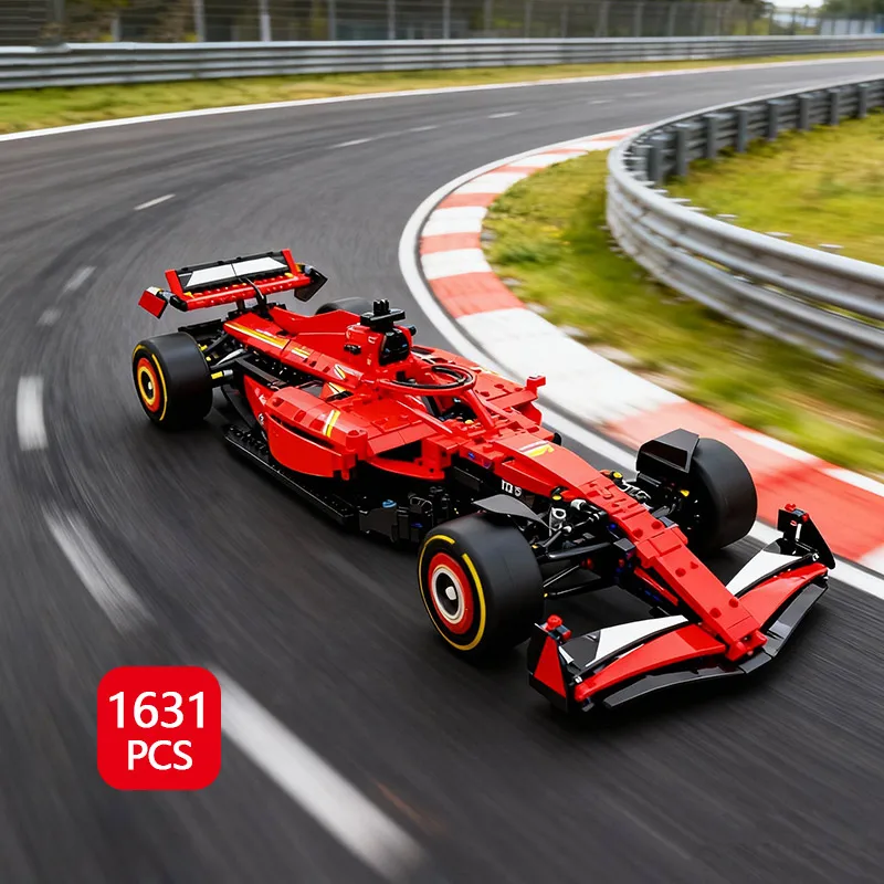 

1361PCS 1:8 Scale Technical SF-24 Red Formula Racing Car Building Blocks Set - MOC Vehicle Model,Assembly Toy Gift For Boys