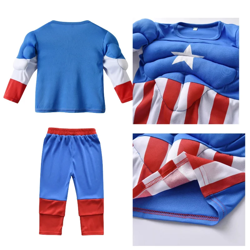 Marvel vingadores super-herói hulk capitão américa cosplay traje meninos meninas spiderman terno muscular halloween carnaval festa roupas