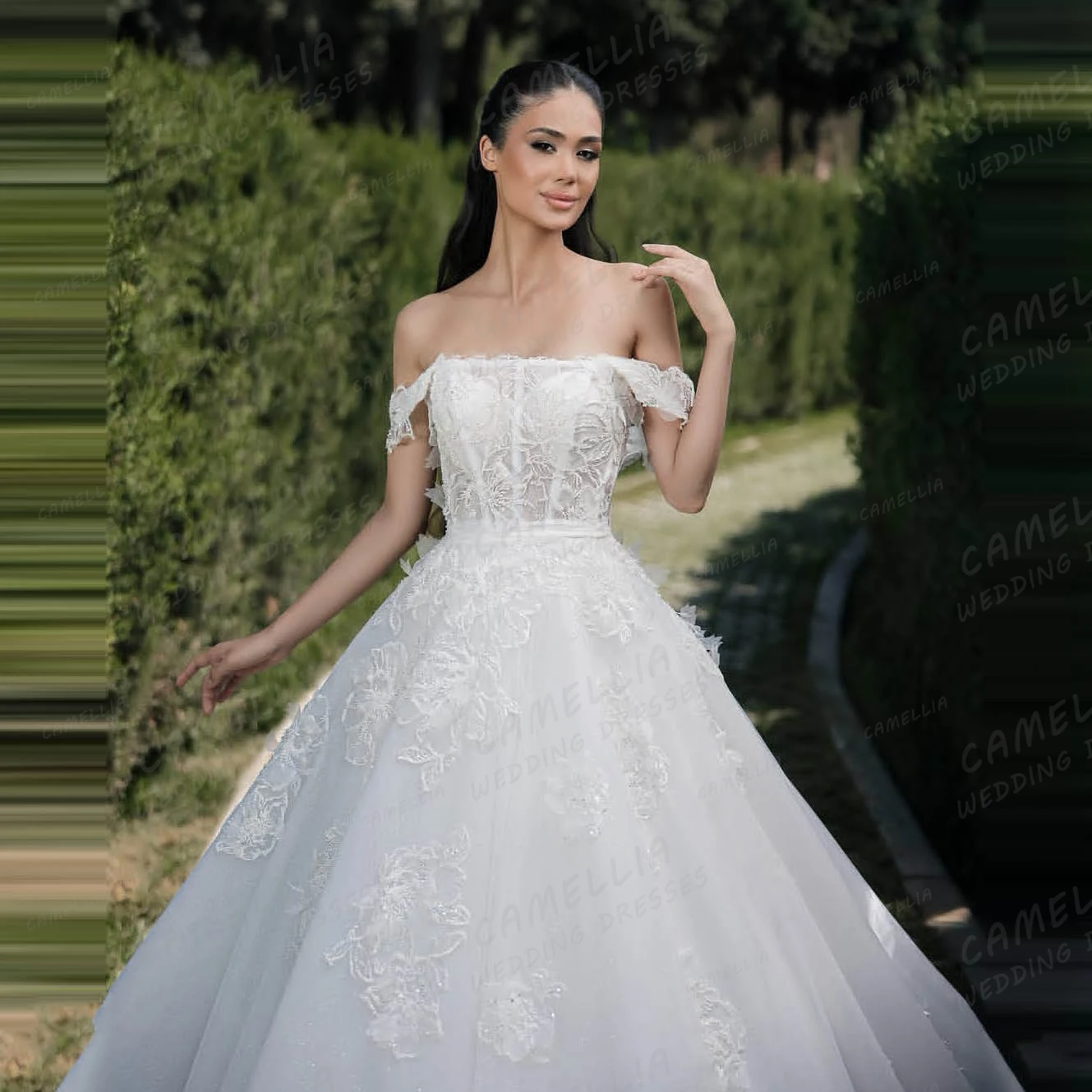 Einfache Spitze Brautkleider Damen A-Linie Langarm Applikationen Tüll Braut Ballkleider Prinzessin Vestidos De Novia Angepasst