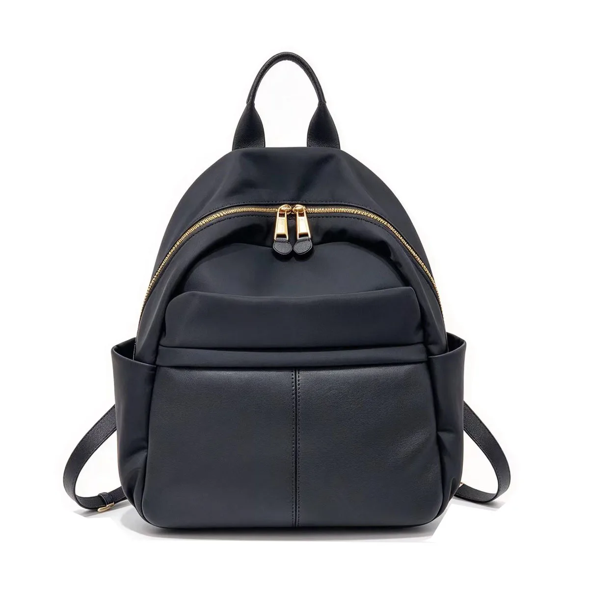 Lightweight Waterproof Daily Backpack Women Spacious Multi Pockets Patchwork Shoulder Bag Genuine Leather Travel Knapsack
