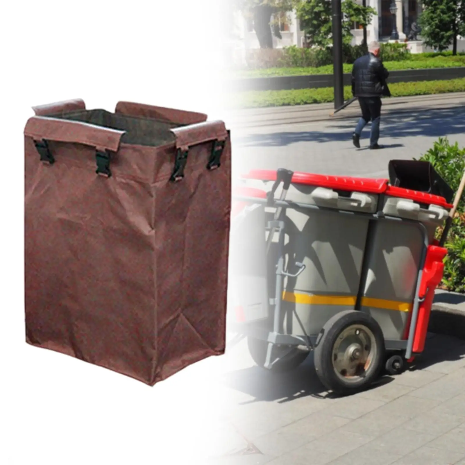 Durable Janitorial Cart Replacement Bag Thickened Oxford Cloth Waterproof Trash Collecting Bag for Office Housekeeping Carts