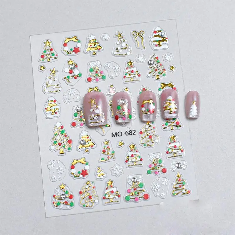 クリスマスネイルステッカー高級クリスタルダイヤモンド円形リーススノーフレーク裏面接着剤ネイルアートステッカー Diy 3d 爪の装飾