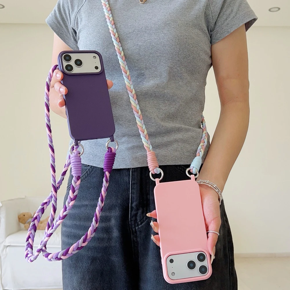 Crossbody-Lanyard-Riemen-Seil Weiche Silikon-Handyhülle für iPhone 18 11 12 13 14 15 16 Plus 17 Pro Max XR Stoßfeste Schutzhülle – Detail 4