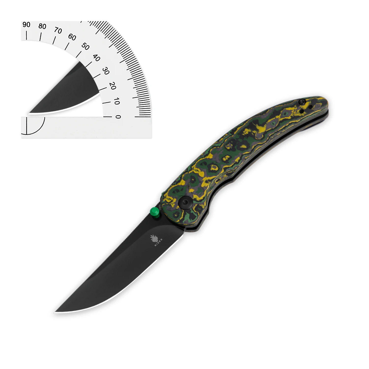 Kizer Folding Pocket Knife Chili Pepper Ki3601A1 2024 New Fatcarbon Handle with S90V Steel Blade Hunting Knife