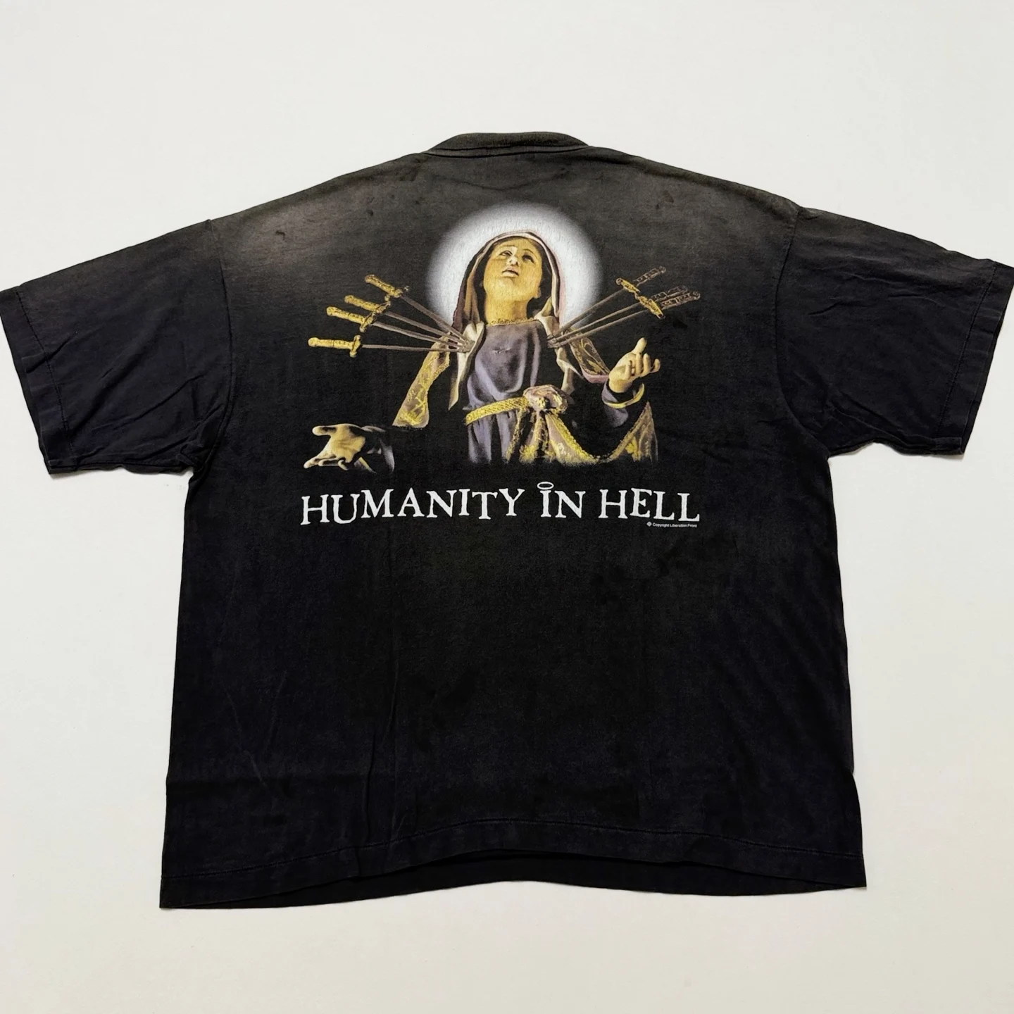Washed TOUCHED BY SAINT T Shirt Men Women Best Quality HUMANITY IN HELL Oversize Tee Tops T-Shirt