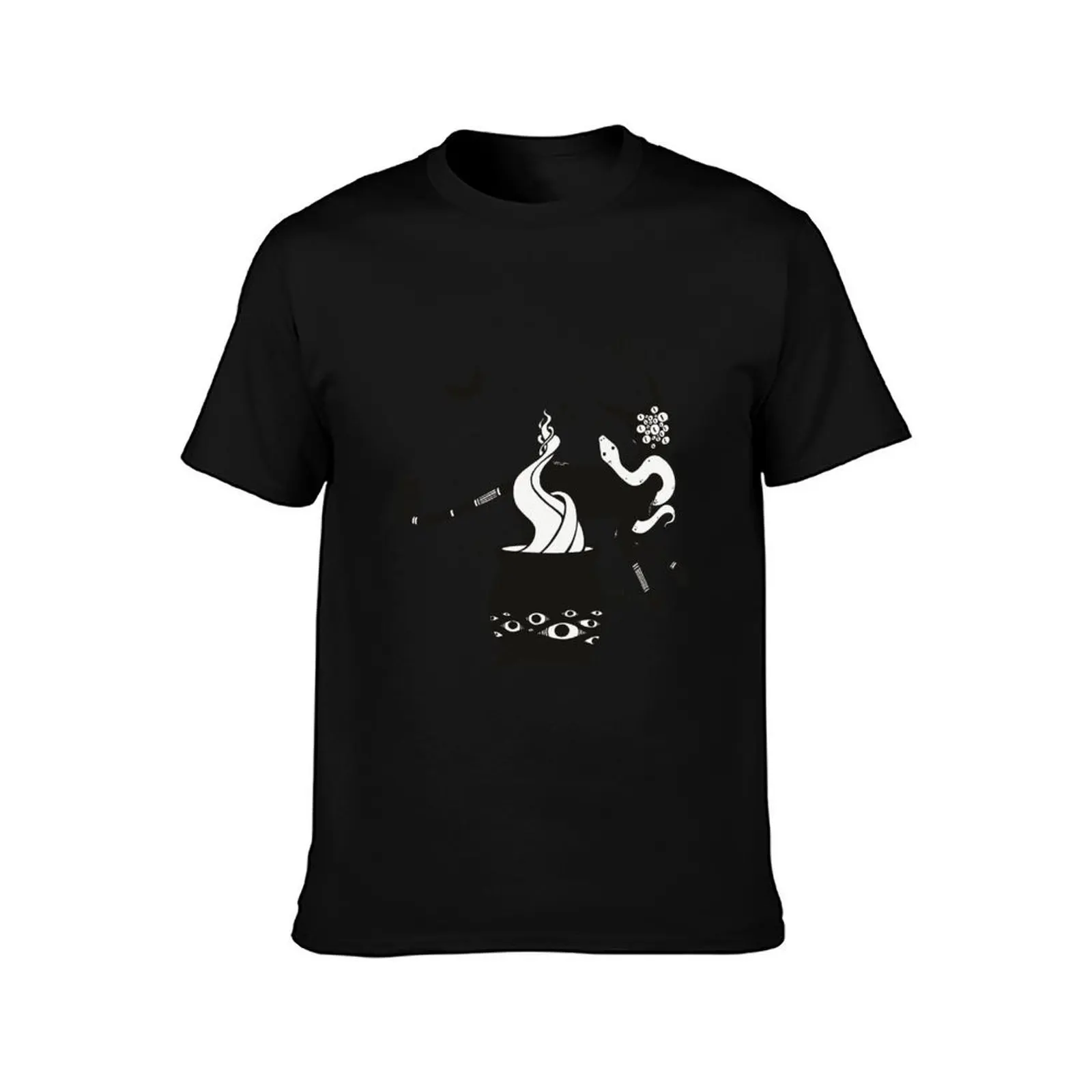 Black Cat Witch With Cauldron, Gothic Art T-Shirt, Summer Casual Cotton Tee, Oversized Streetwear Tops, Vintage Graphic Print