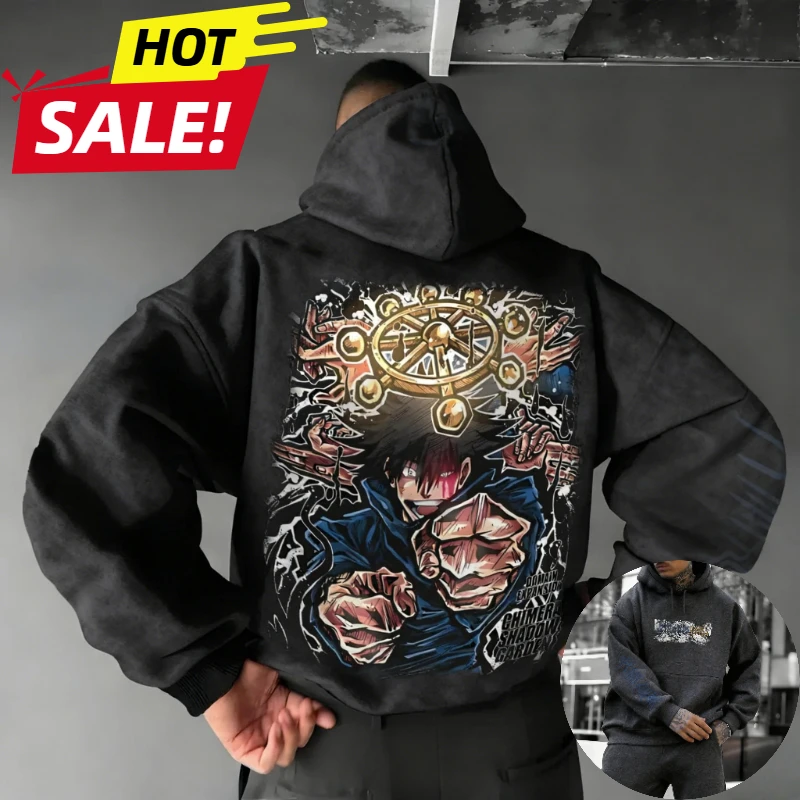 Jujutsu Kaisen Fushiguro Megumi Harajuku ropa de calle hombres Vintage Sudadera con capucha invierno mujeres Sudadera con capucha de gran tamaño Top de manga larga