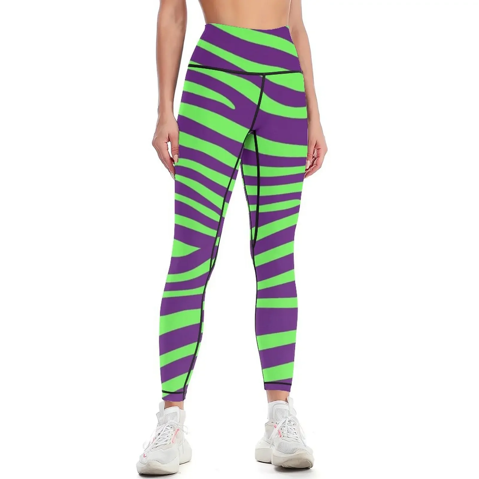 

Purple and Green Zebra Print Leggings for fitness Women's gym sports for gym workout shorts Womens Leggings