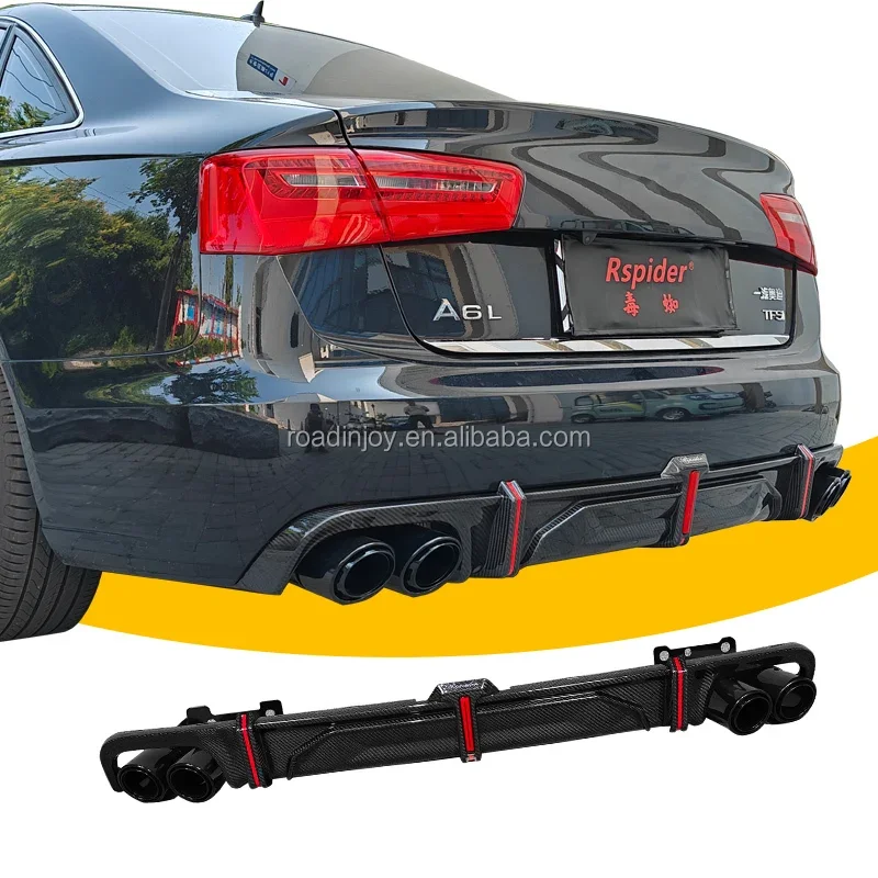 Carbon Fiber Rear Diffuser For Audi A6 Change To Audi RS6-R Gross Black 2012-2015